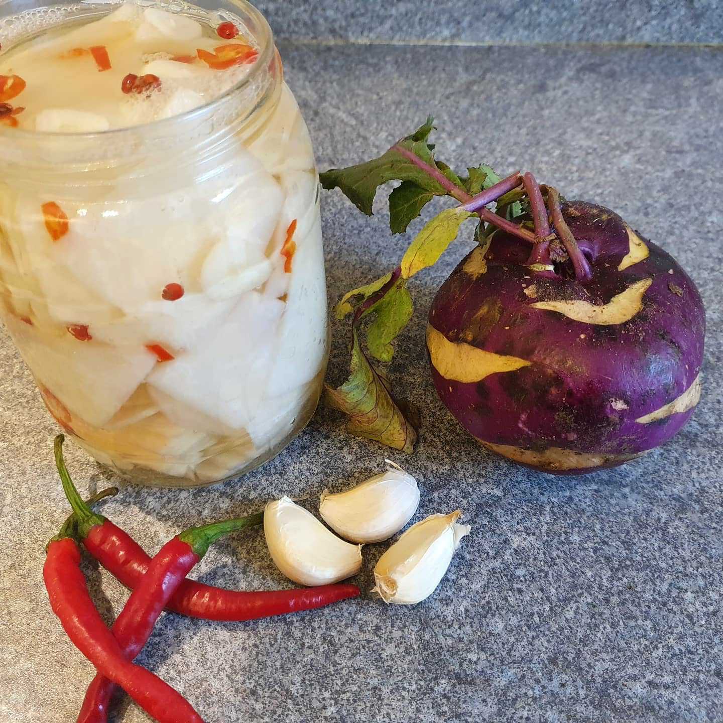 Pickled Kohlrabi with Garlic and Chilli Locavore